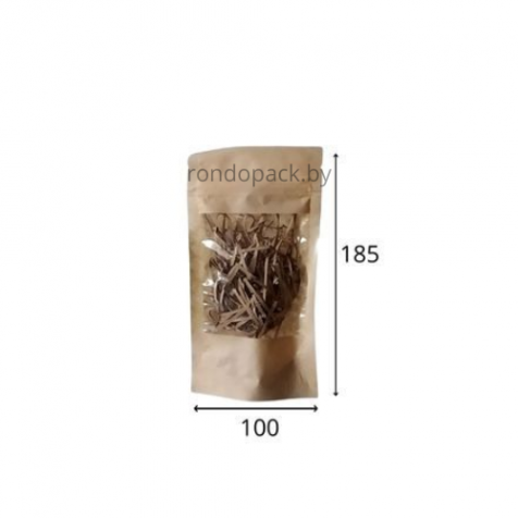 Пакет бумажный с замком zip-lock 100*185 (дно 30), окно 90 мм.