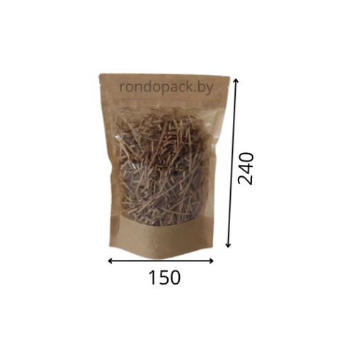 Пакет бумажный с замком zip-lock 150*240 (дно 45), окно 140 мм.