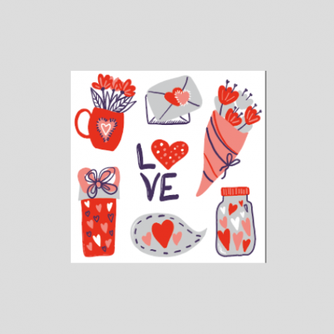 Открытка 8*8 см., "Love", 810130