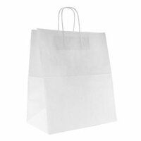 Бумажный крафт пакет с ручками из шпагата 320*200*370, белый.