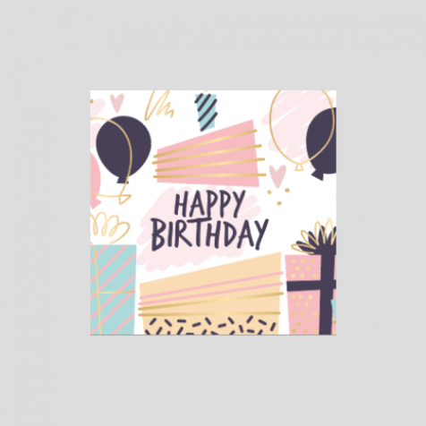 Открытка 8*8 см., "Happy birthday"